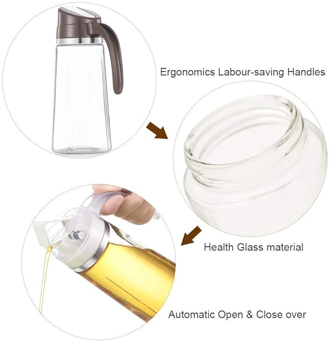 Marbrasse Oil Dispenser for Kitchen, 20 OZ /600ml Leakproof Glass Oil Bottle - Image 4