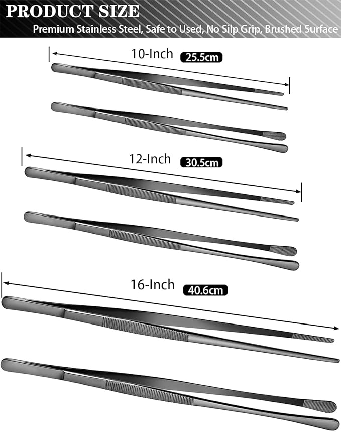 JETKONG 2 Pcs 16-Inch Kitchen Tweezers Tongs - Image 3