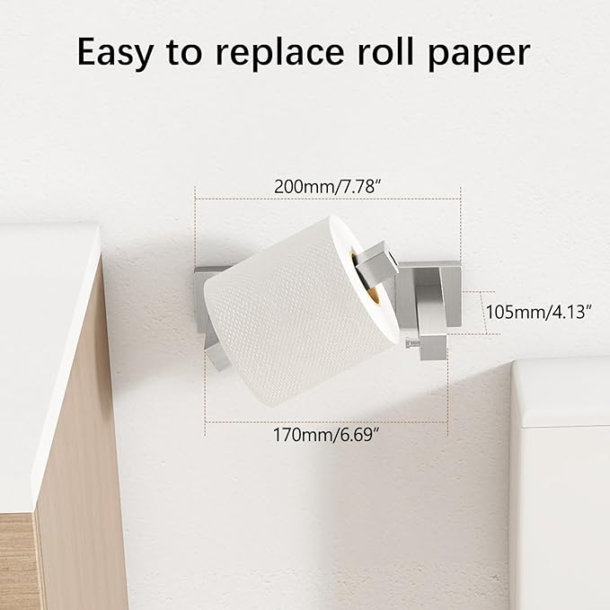 FEILERN Toilet Paper Holder Wall Mounted Post Pivoting Square Tissue Holders - Image 5