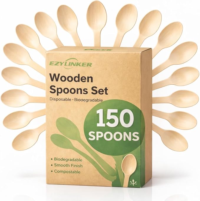 150Pack Compostable Spoons by EZYLINKER