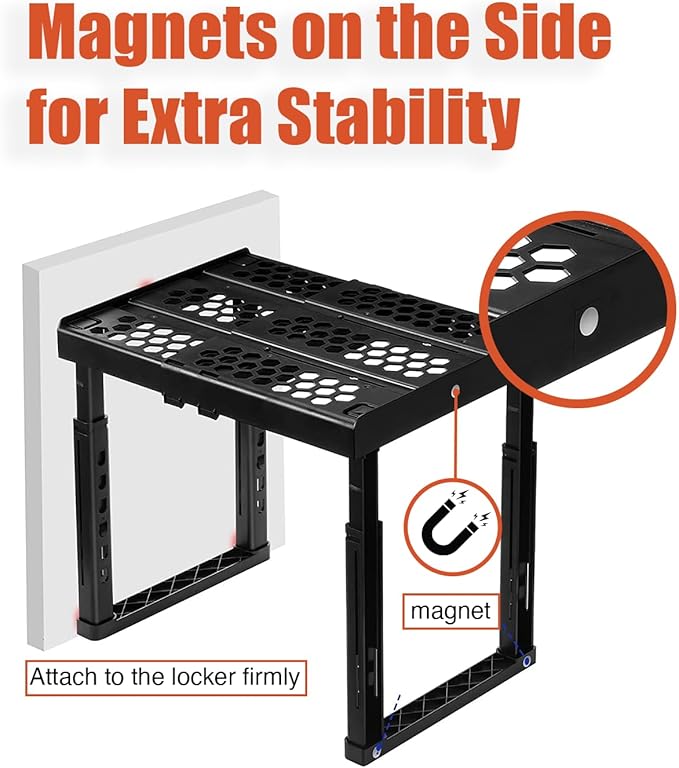 Piffny Locker Organizer Shelf, Adjustable Width and Height, 2 Pack, Ideal - Image 7