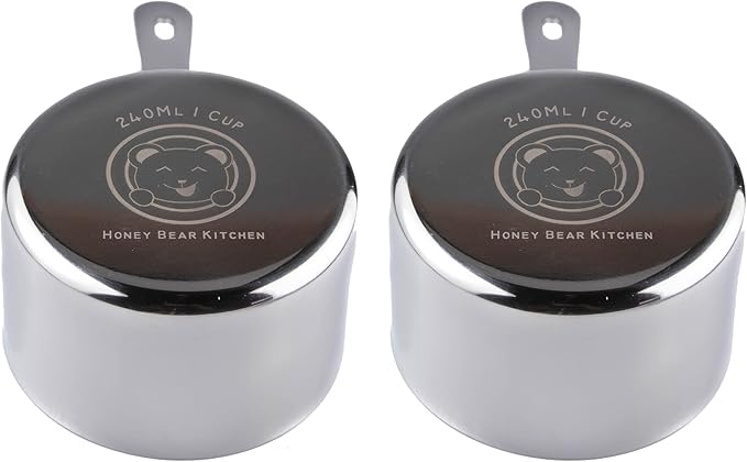 Honey Bear Kitchen 1 Cup 240 ml Measuring Scoop Cups, Polished Stainless Steel by HONEYBEARKITCHEN