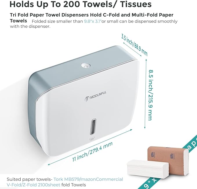 Paper Towel Dispenser Wall Mount: No Drill Adhesive Z-fold Multifold Paper - Image 3