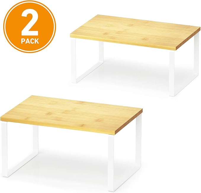 SpaceAid Cabinet Shelf Organizers 2 Pack, Kitchen Counter Rack Shelves Riser - Image 7