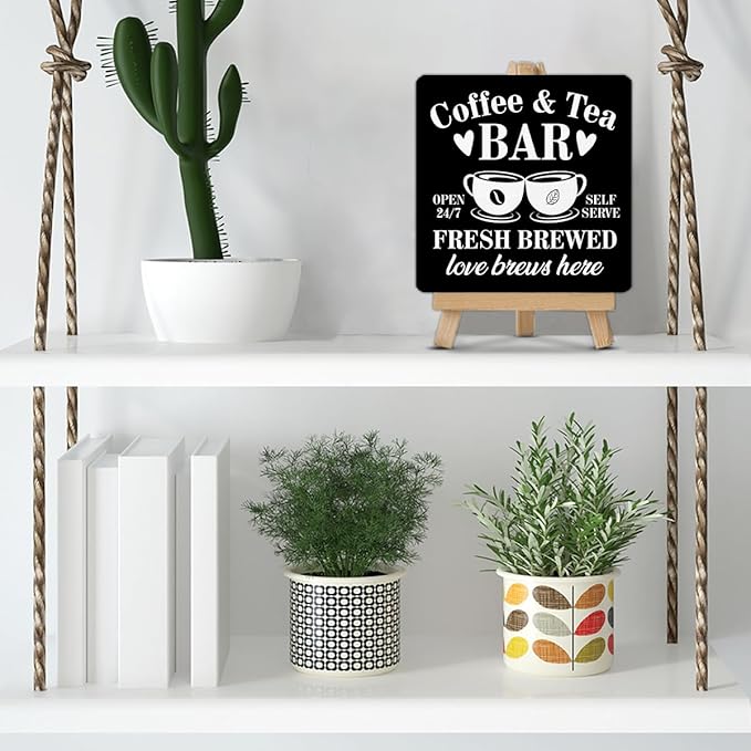 Coffee Tea Bar Decor, Coffee and Tea Bar Wood Sign - Image 7