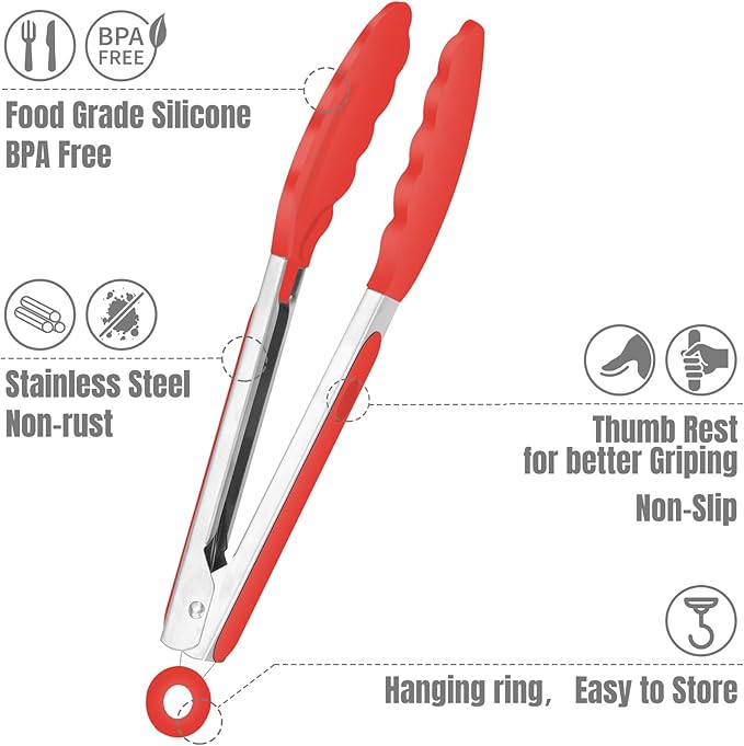 Hotec Mini Silicone Kitchen Tongs - Image 4
