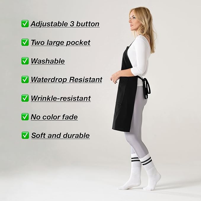 TOSHE Kitchen Apron Waterdrop Resistant Cotton Apron - Image 7