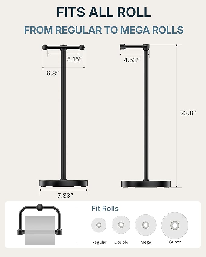 RARXTR Toilet Paper Holder Stand, Modern Bathroom Free Standing Toilet Paper - Image 7