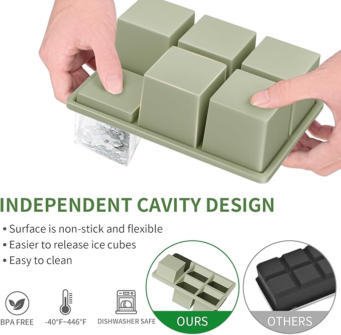 Large Ice Cube Tray for Whiskey: FDDBI Silicone Ice Cube Trays - Image 2