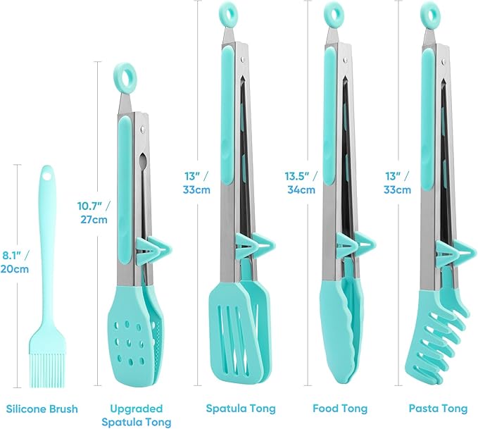 5-Pack Silicone Tongs for Cooking, Maywe Tanso 4PCS 13-Inch Kitchen Tongs - Image 7