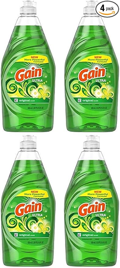 Gain Ultra Dishwashing Liquid Dish Soap, Original Scent - 21.6 Fluid Ounce (Pack of 4)