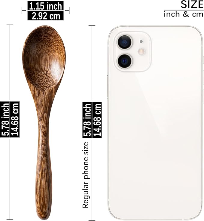 7 PCS Small Wooden Spoons, 5.8 Inch Honey Spoons - Image 3