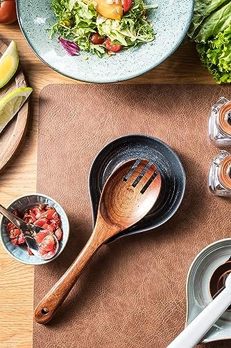 LAUCHUH Spoon Rest, Ceramic Spoon Holder for Stove Top Large Spatula Rest