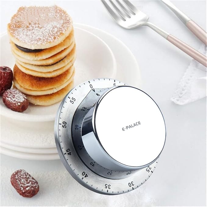 Kitchen Timer, 60 Minute Timer, Magnetic Loud Alarm, Mechanical Stainless Steel - Image 2