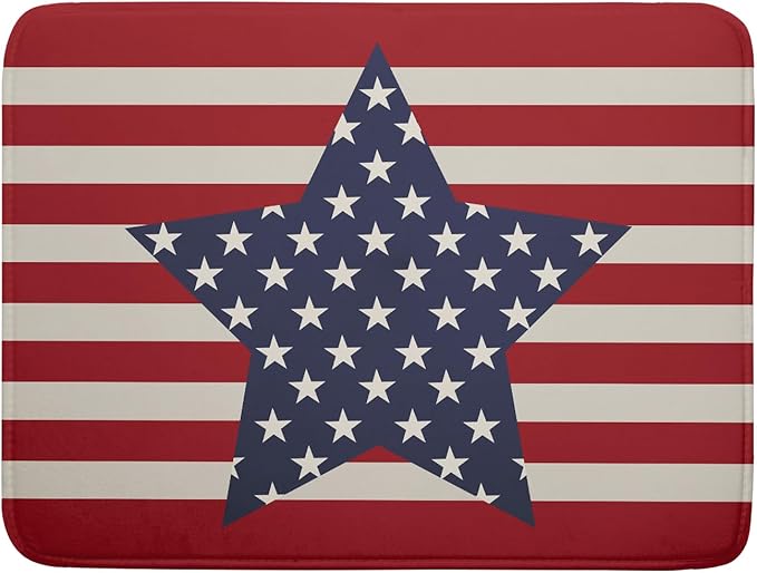 Blue Star Patriotic July of 4th Dish Drying Mat by Aytipun