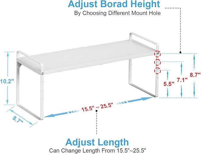 15.5 to 25.5 Inch Kitchen Cabinet Shelf Organizers, Adjustable Kitchen Counter - Image 2