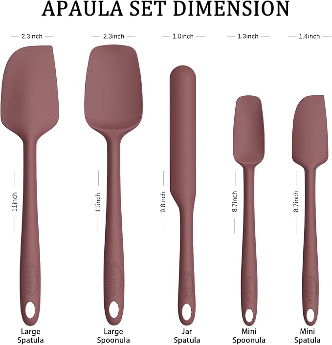 Coukre Silicone Spatula Set of 5, High Temperature Resistant, Food Grade - Image 2