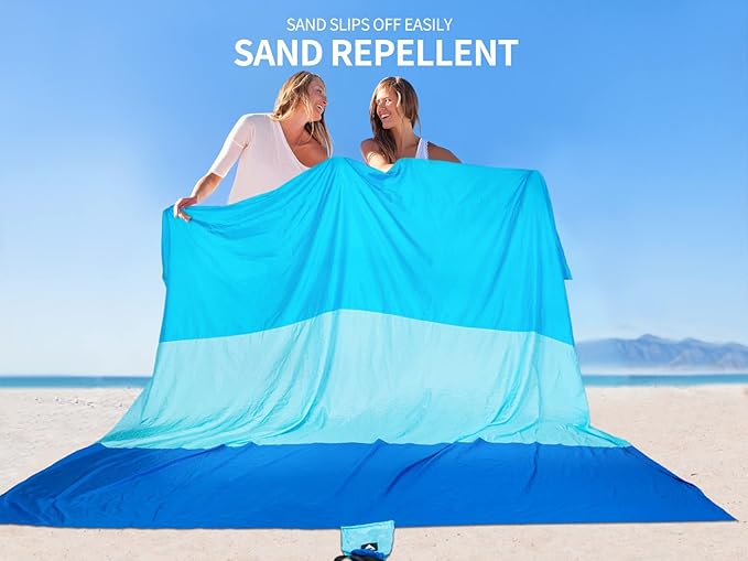 WIWIGO Beach Blanket Waterproof Sandproof Beach Mat 79" X 83"/10'x9'for 2-8 - Image 4