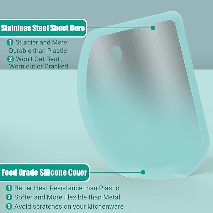Silicone Dough Scraper with Stainless Steel Sheet, Curved Edge Flexible Bowl - Image 2