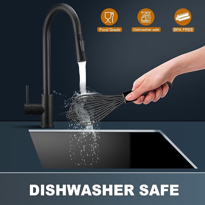 Eddeas Mini Silicone Whisk, Small Silicone Whisk 7+9in, BPA free Non Scratch - Image 6