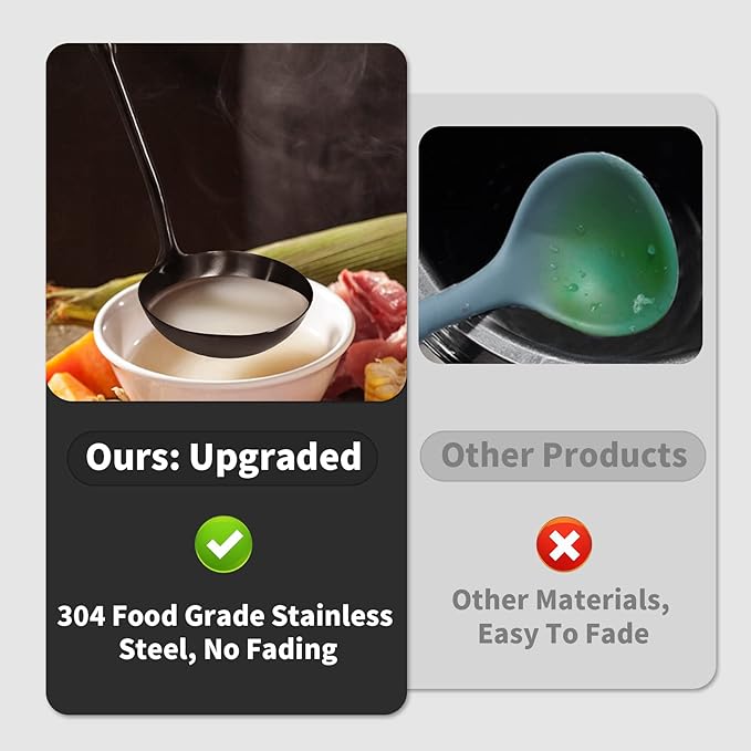 Newness Soup Ladle, Durable 304 Stainless Steel Soup Spoon - Image 2