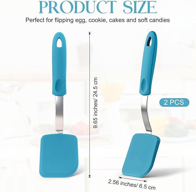 Silicone Cookie Spatula Turner 2 Pack Mini Brownie Spatula Flexible Kitchen - Image 2