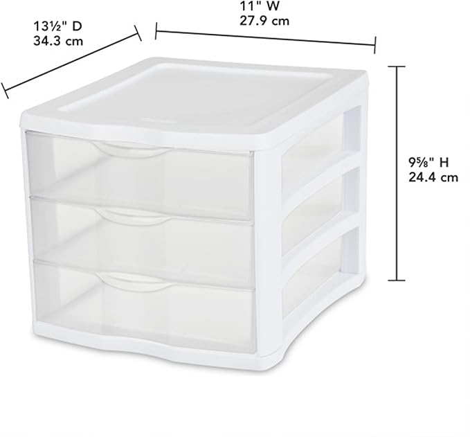 Sterilite 4-Pack 3 Drawer Unit, Stackable Plastic Organizer - Image 3