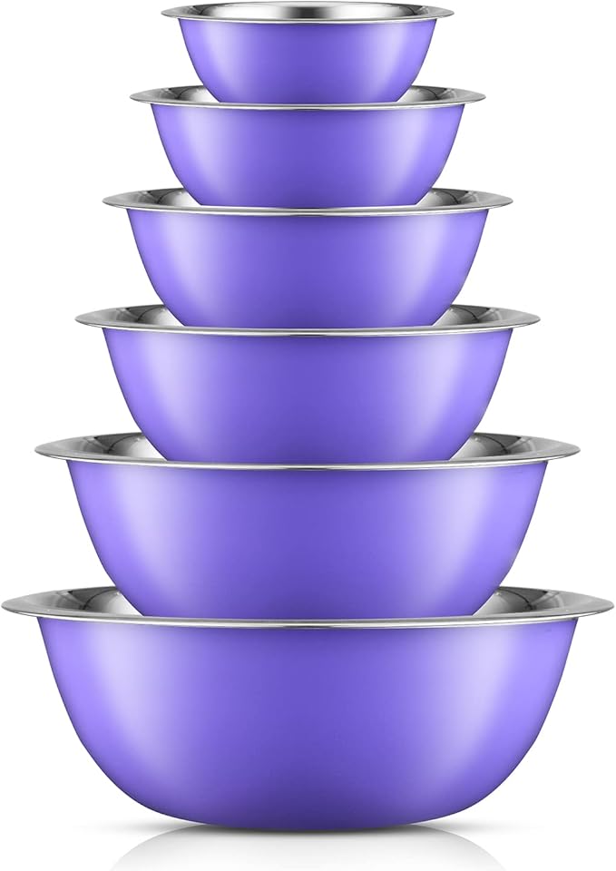 JoyJolt Stainless Steel Mixing Bowl Set of 6-5qt to 0.5qt Nesting Bowls by JoyJolt