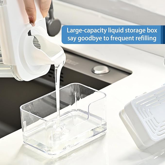 Dish Soap Dispenser for Kitchen Sink, 2 in 1 Premium Sponge Holder, Dishwashing - Image 4