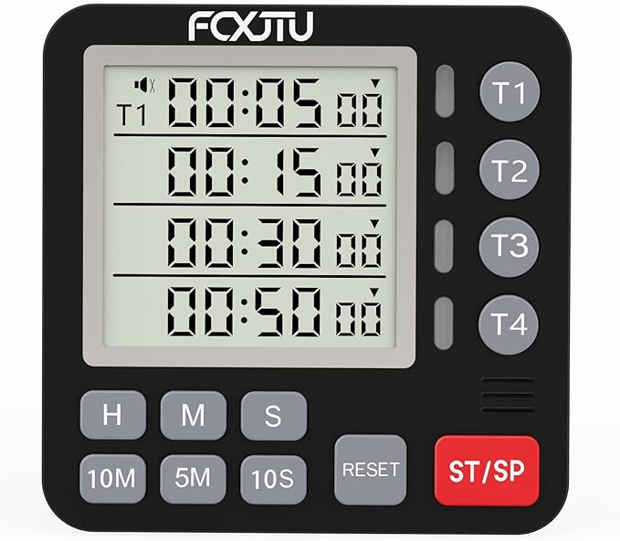 Digital Dual Kitchen Timer, 4-Channel Magnetic Countdown Timer by FCXJTU