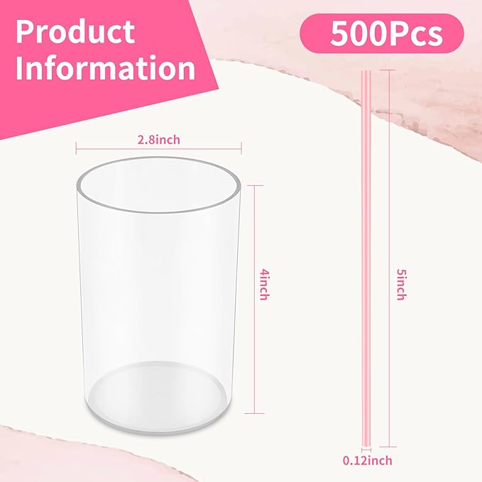 500 Pcs Pink Coffee Stir Sticks Set Coffee Stirrers Holder Acrylic Stir Stick - Image 2