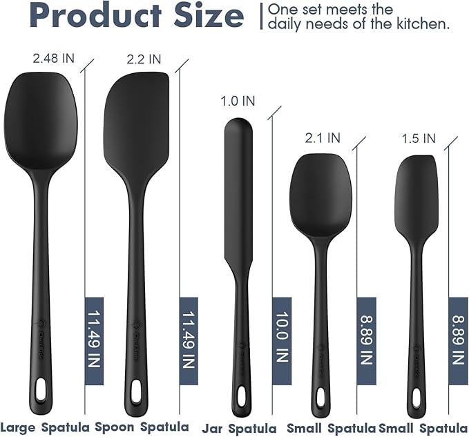 ChefAide 5 Pieces Silicone Spatula Set, Food Grade Rubber Spatula, Upgrade - Image 2