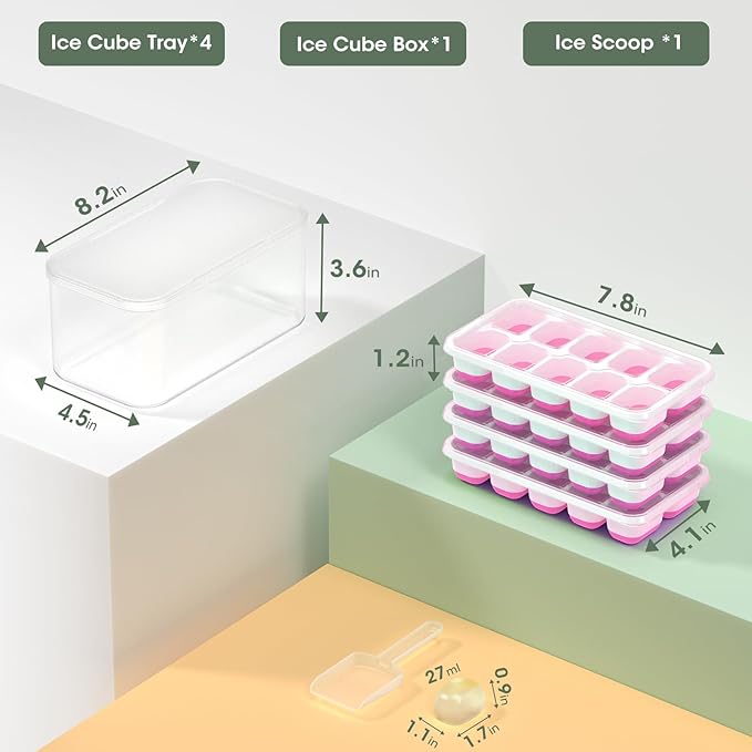 DOQAUS Ice Cube Tray with Lid and Bin - Image 7