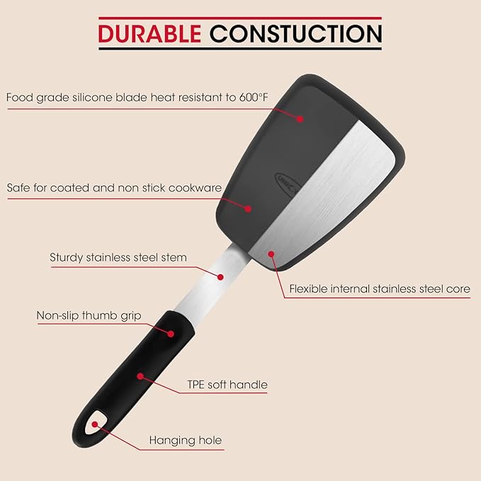 Unicook 4 Pack Flexible Silicone Spatula, 600F Heat Resistant, Crepes and More - Image 2