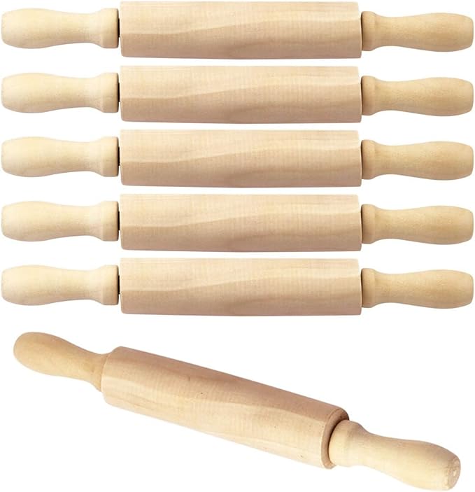 BILLIOTEAM 6 Pack 8 Inch Mini Wood Rolling Pin, Small Wooden Rollers by Unknown