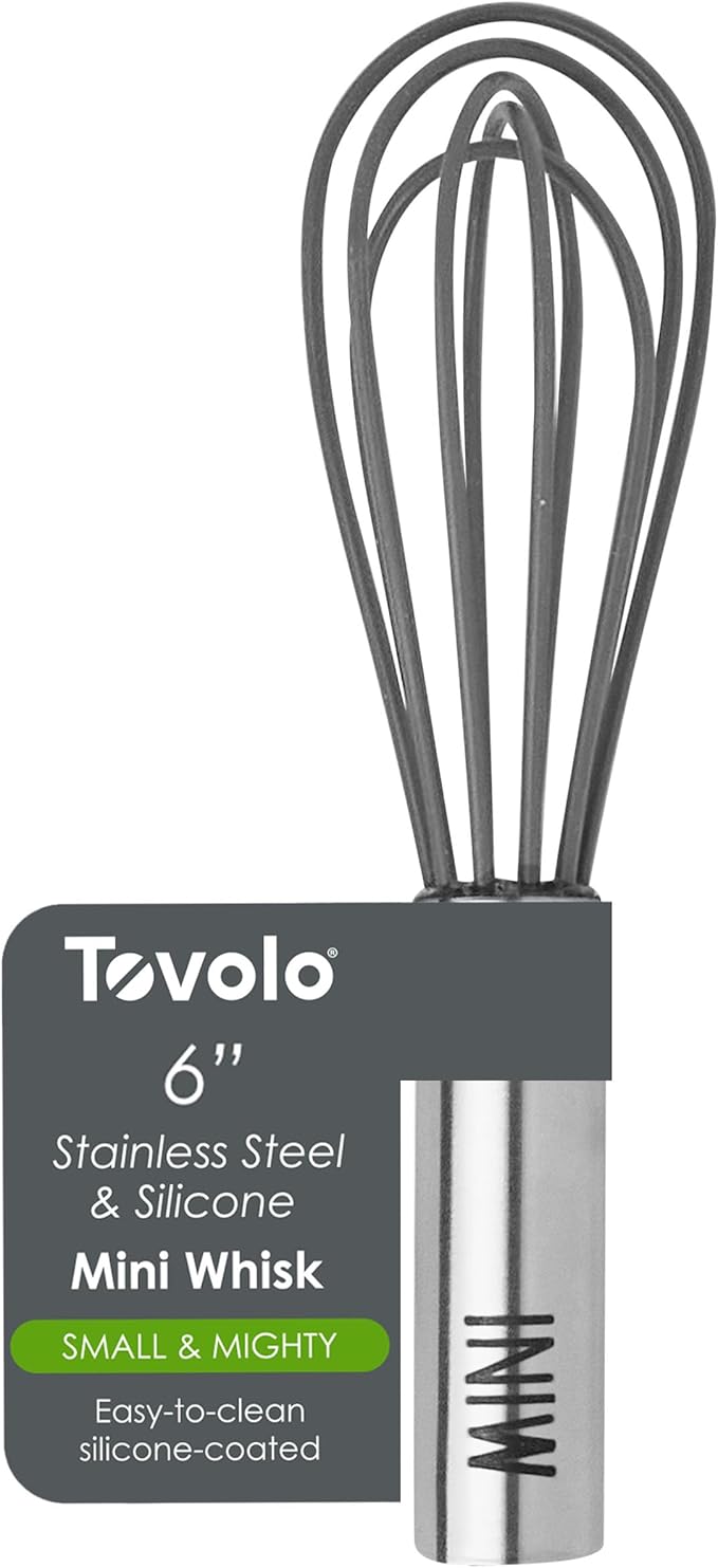 Tovolo Mini Whisk Stainless Steel 6 Inch Tiny Whipper Silicone Whisker by Tovolo