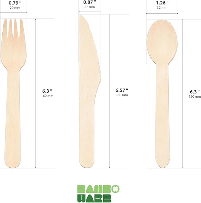 Wooden Cutlery Variety Pack 360pcs | 100% Natural Birch Wood Disposable - Image 2