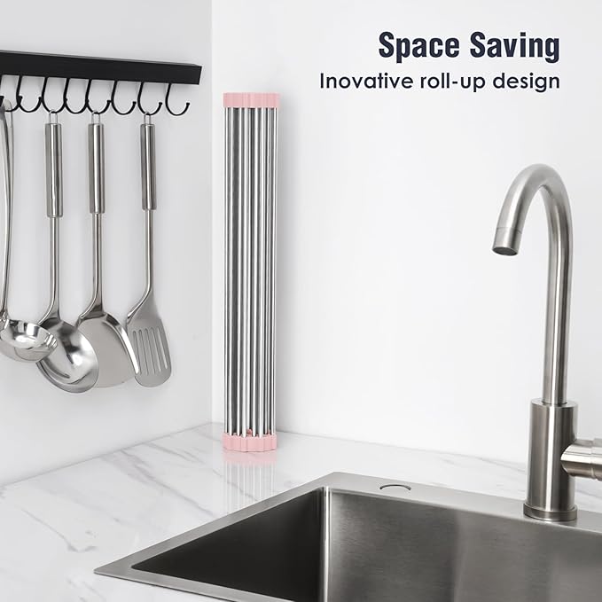 Tomorotec 17.7" x 15.5" Roll Up Dish Drying Rack Over Sink Drying Rack Sink - Image 3