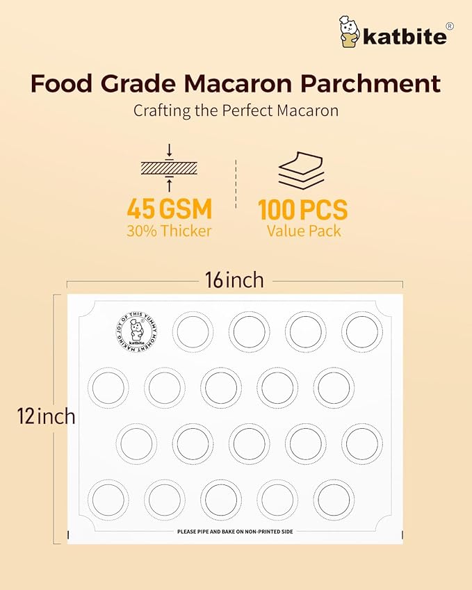 Katbite 100 Macaron Parchment Sheets Template Baking, Cookie Parchment - Image 2