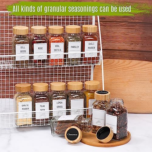 24 Pack 6 oz Glass Spice Jars with Bamboo Lids