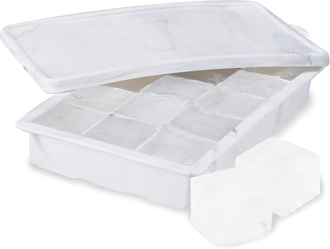 Host Ice Cube Tray with Lid, Makes 15 1.25" Cubes, Durable Silicone Trays by HOST