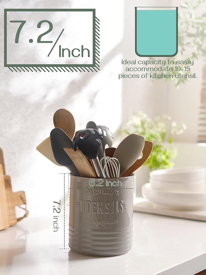 DOWAN 7.2″ Extra Large Kitchen Utensil Holder - Image 5