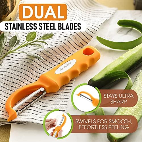 Spring Chef Swivel Potato Peeler with Soft Grip Handle, Set of 2, Mango