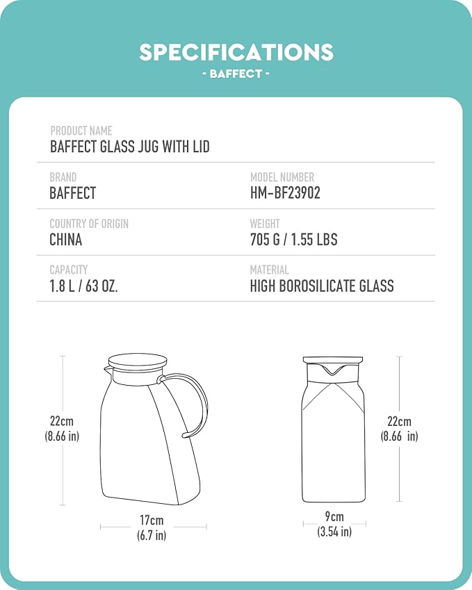 Baffect Water Pitcher, Glass Pitcher - Image 6
