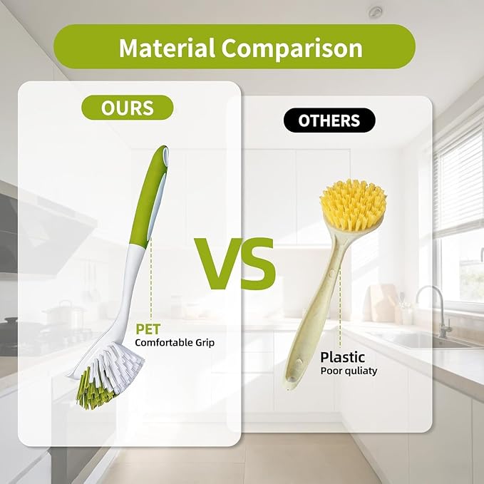 Dish Brush Scrub Brush with Handle - Image 5