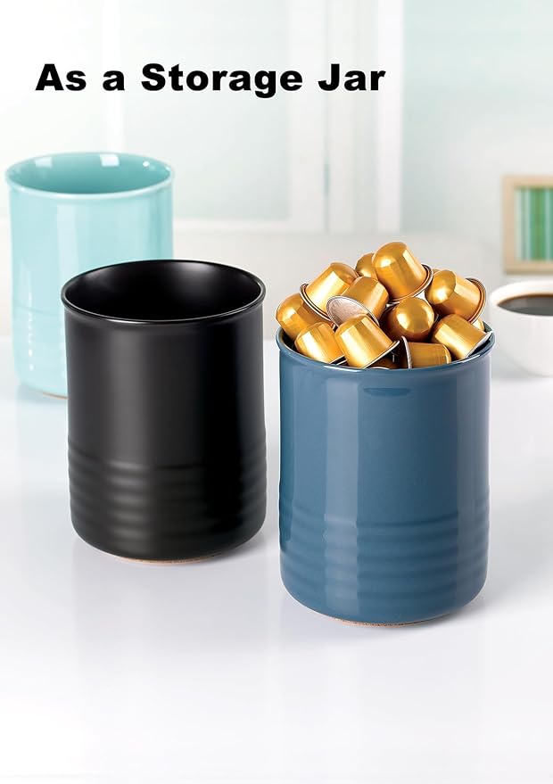 ABRUTY Utensil Holder, 6.7" Ceramic Kitchen Utensil Crock - Image 8