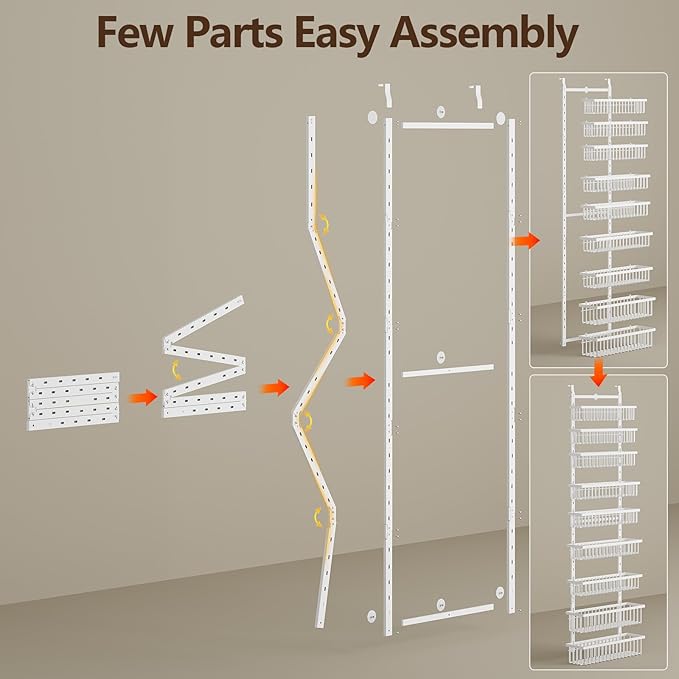 POKIPO 9 Tier Over The Door Pantry Organizer, 2 in 1 Wall Mount or Hanging - Image 7