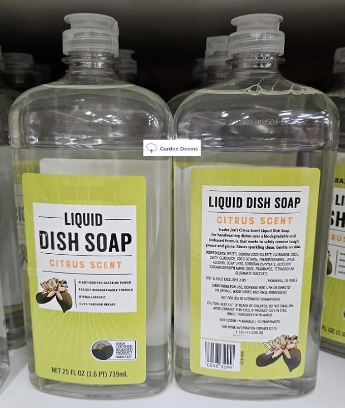 Trader Joe Liquid Dish Soap Citrus Scent 25fl oz 739ml (Two Bottles)