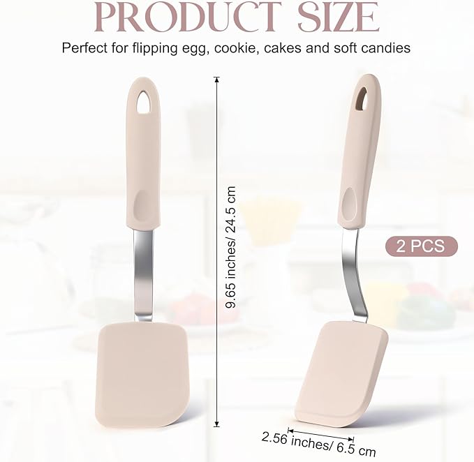 Silicone Cookie Spatula Turner 2 Pack Mini Brownie Spatula Flexible Kitchen - Image 2