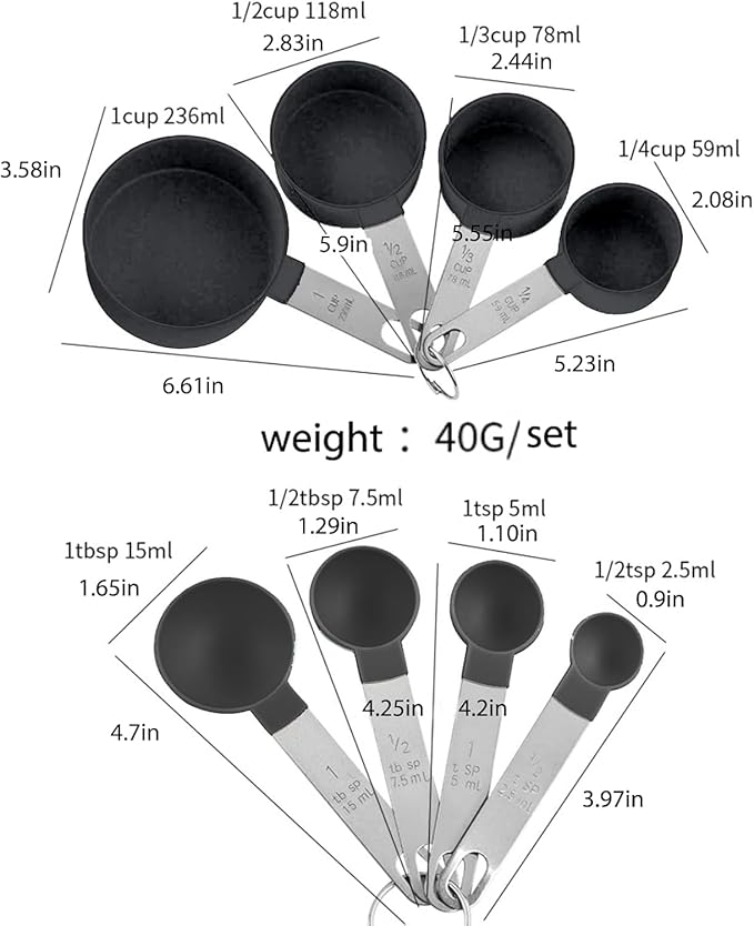 Plastic Measuring Cup & Spoon Set – 8-Piece - Image 4
